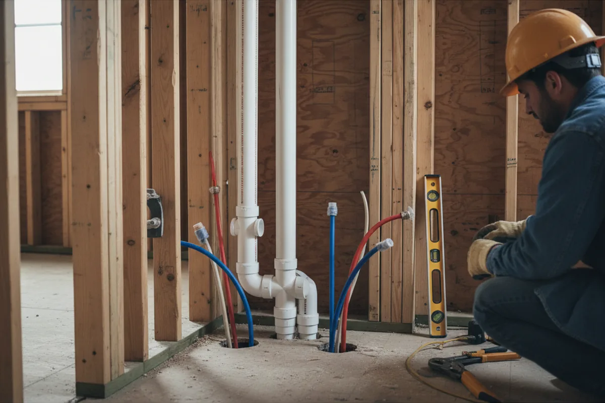 Drain and supply rough-in during Leak Detection in Veradale